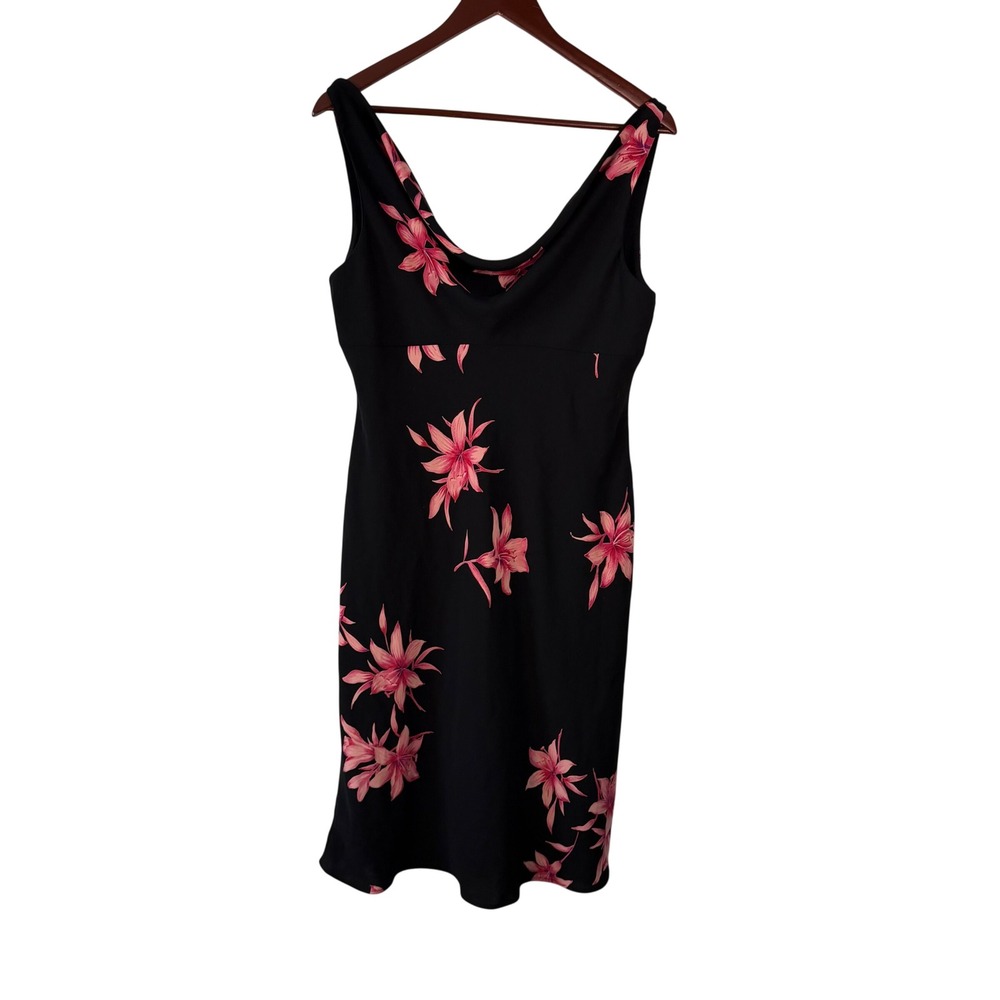 Vintage Jones New York Y2K Floral Black Cowl Neck Midi Dress Phoebe Buffay 14